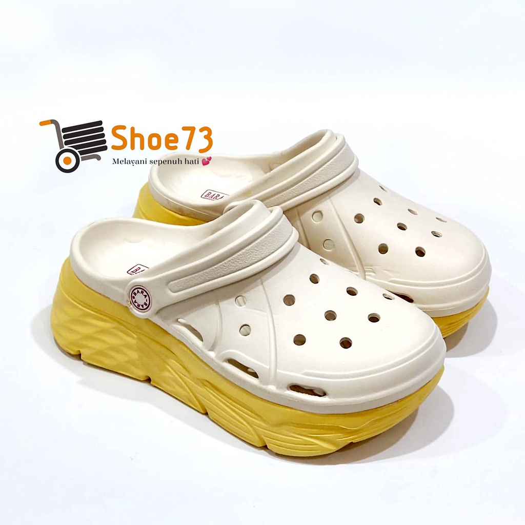 BARA-BARA 8087 - 1ZHBPTL ORIGINAL CLOG WEDGES PREMIUM | Sandal Bakpau Tinggi Wanita | Sendal Kodok Cewek Impor