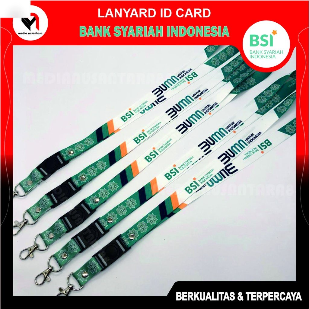 

Lanyard ID Card Bank BSI BUMN Bank Syariah Indonesia Printing Full Colour 2 Sisi