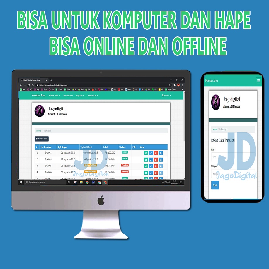 Aplikasi Tagihan wifi RT RW berbasis web bisa online dan offline