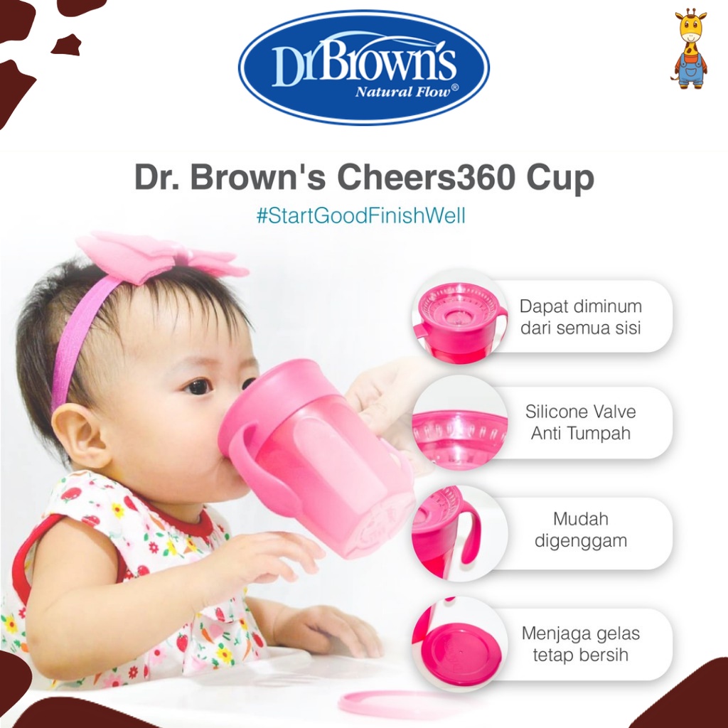 Dr.Brown's Cheers 360 Cup with Handle / Gelas Anak / Cup Anak Anti Tumpah / Botol Minum Anak