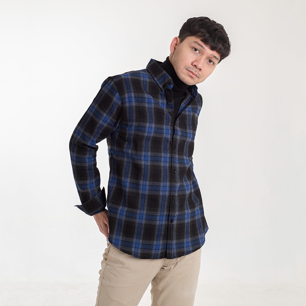 Kemeja Flanel Pria WOODCUTTER Blue Advan Flannel Shirt Lengan Panjang