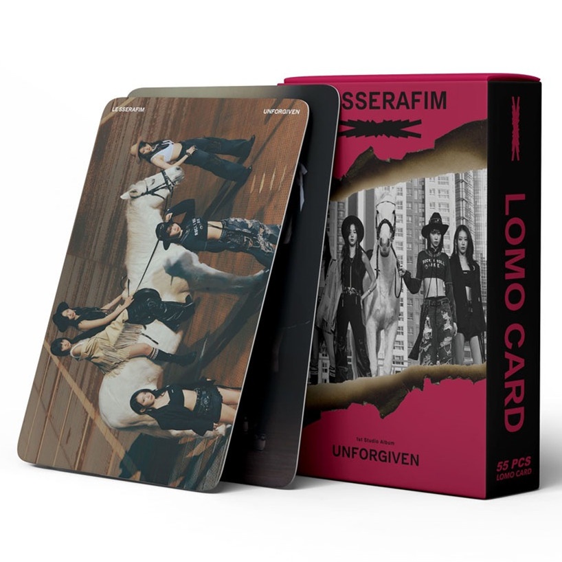 55pcs/box LE SSERAFIM 1ST Album UNFORGIVEN Photocards Kartu Lomo Lesserafim Kpop Postcards Series