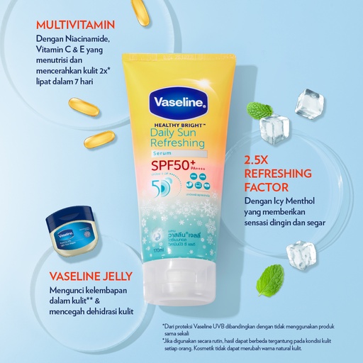 Vaseline SPF50 Refreshing Daily Sunscreen Serum Perlindungan UVA UVB 170ml Triplepack