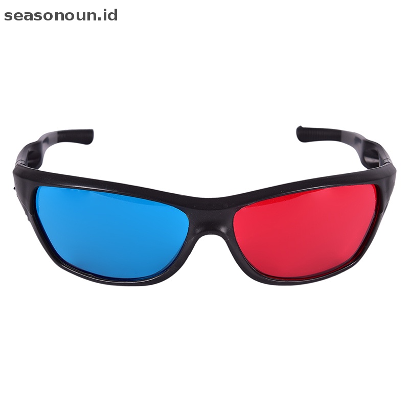 Seasonoun Frame Kacamata 3D Merah Biru Untuk Dimensi Anaglyph Film Game DVD Hitam Kacamata 3D Merah Biru Frame Hitam 5x Untuk DVD Game Film Anaglyph Dimensi Gelas 3D Merah Biru New