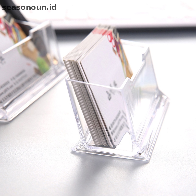 Seasonoun 2cells Acrylic Desktop Tempat Kartu Nama Pen holder Display.