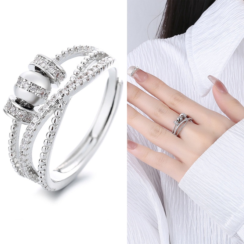 Untuk Putriku-Gelisah Cincin Kecemasan Meditasi Cincin Untuk Wanita Gadis Cincin Dengan Manik-Manik Spinner Cincin Putar Yang Dapat Disesuaikan