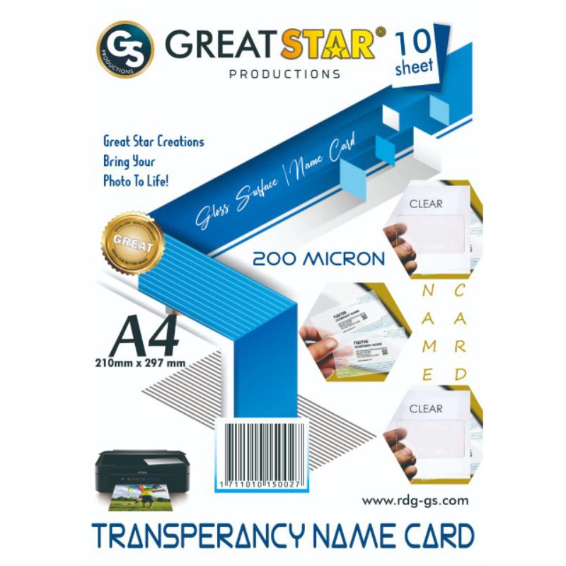 

TRANSPARANCY NAME CARD A4/10