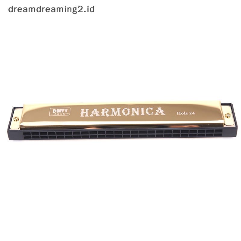 (drea) Kunci 24lubang C Putar Harmonika Tremolo Harmonika Mulut Organ Double Row Blues//