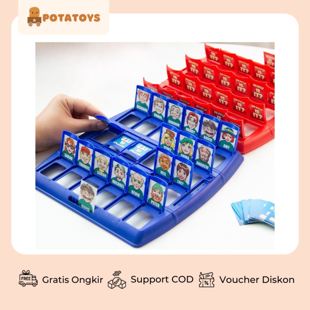 [ Potatoys ] Mainan Anak Tebak Gambar Board Game Who is it / Board Game / Family Game / Mainan Anak Edukasi