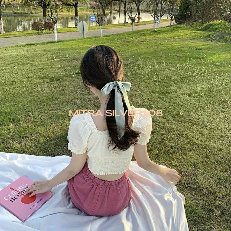 [MS108] KCR 07 - Ikat Rambut Model Scraf Warna Polos Gaya Korea Elegan | Aksesoris Fashion Wanita | Aksesoris Rambut Viral Model Terbaru | Kunciran Pita Impor Murah |IKAT Rambut Pita Satin Warna Polos Fashion Wanita Import / Ikat Rambut Satin