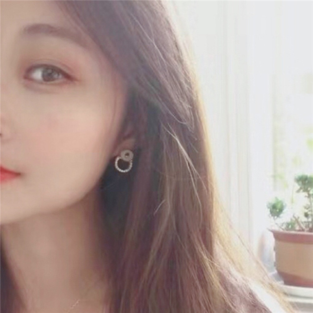 Anting Klip On Berlian Imitasi Bulat Ganda Tanpa Tindik Perhiasan Geometris Untuk Wanita Earcuffs