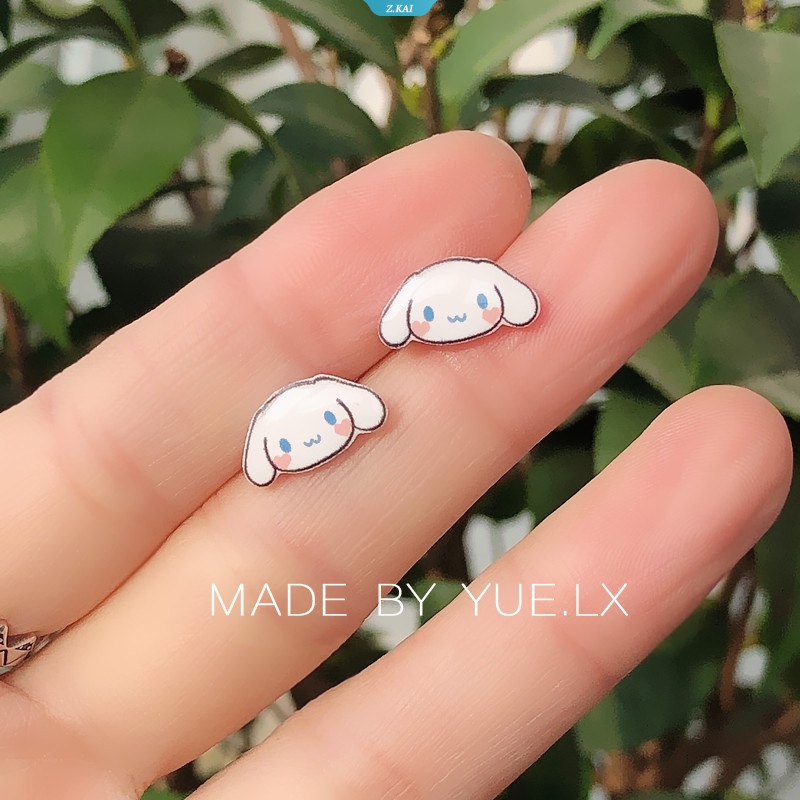 1pcs Kawaii Sanrio Aksesoris Anting Dan Klip Telinga Cinnamoroll Kartun Sederhana Silver Needle Ear Clips Hadiah Untuk Anak Perempuan [ZK]