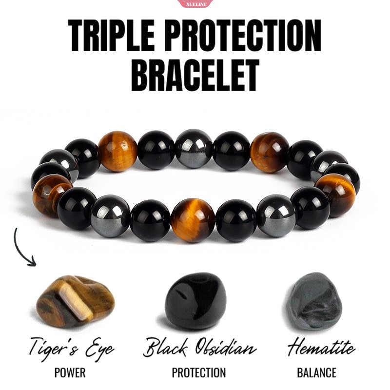 Natural Black Obsidian Hematite Tiger Eye Bead Gelang Pria Ada Perlindungan Kesehatan Magnetik Wanita Jiwa Perhiasan Baru [ZXL]