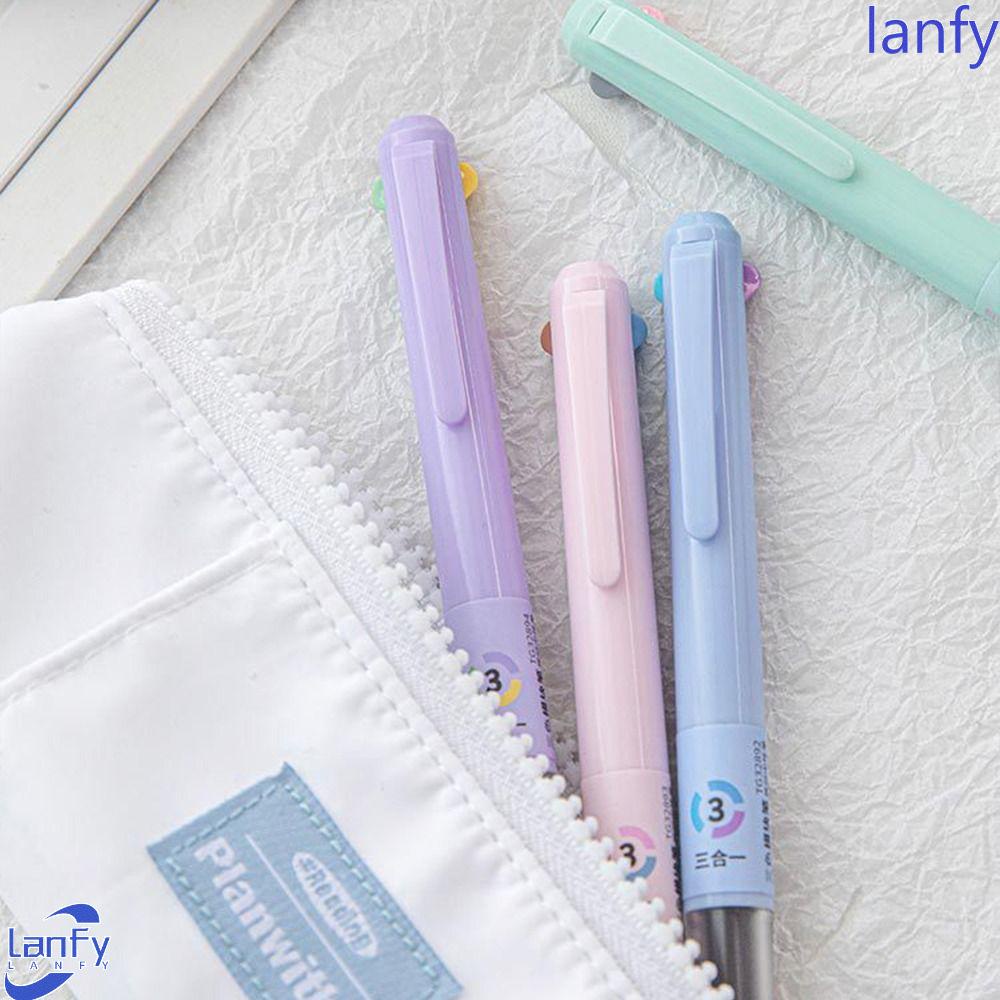 Lanfy 3warna Press Gel Pen Korea Sederhana Scrapbooking Sekolah Kantor Warna-Warni Multifungsi Tulisan Pena Gambar