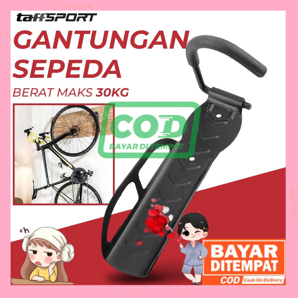 TaffSPORT Gantungan Dinding Sepeda Bike Wall Hook Hanger - 56921 - Black