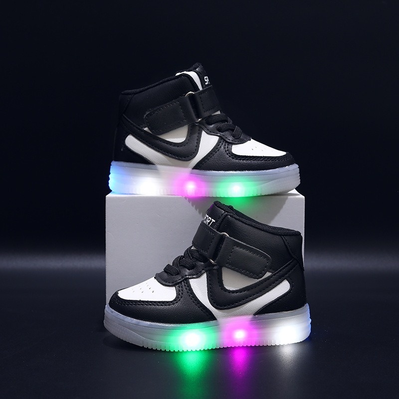 GLORYKIDZ SH2316 Sepatu Sneakers LED Lampu Anak 1 Tahun - 5 Tahun Sepatu Sneaker Semi Boots Anak Perempuan dan Laki Laki ringan fashion kasual Size 21 - 30