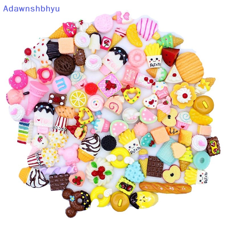 Adhyu 10pcs Lucu Mini Candy Donut Roti Rumah Boneka Miniatur Kue Home Craft Decor ID