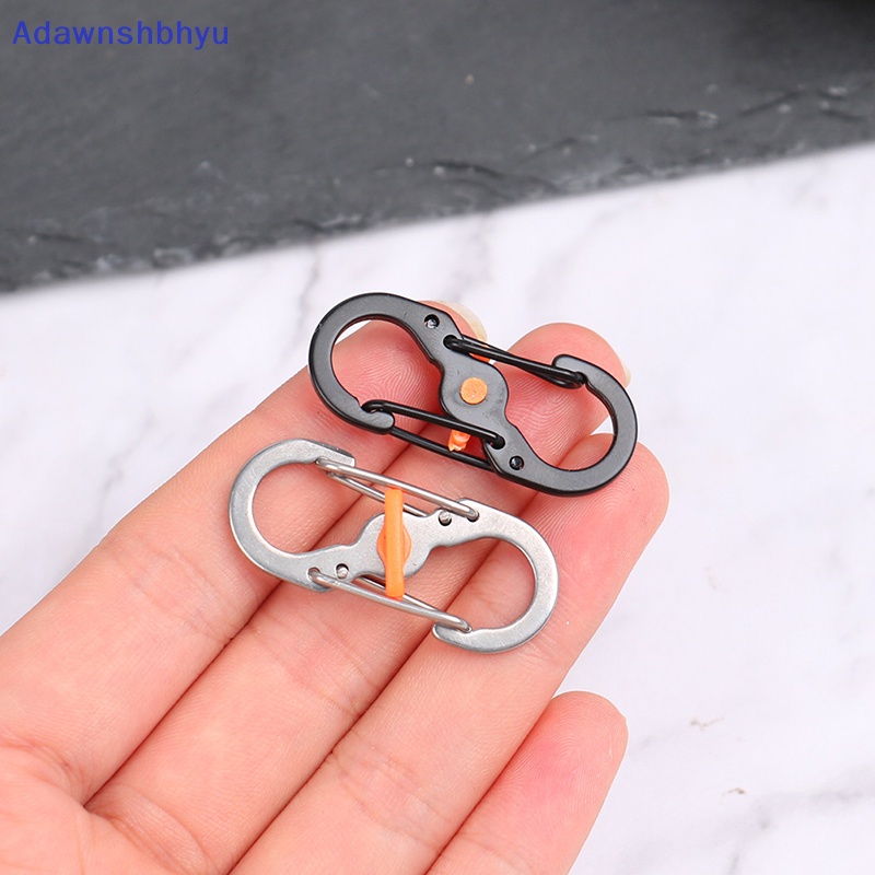 Adhyu Carabiner Tipe S Stainless Steel Dengan Kunci Mini Gantungan Kunci Kait Anti-Pencuri Outdoor Camping Ransel Gesper Key-Lock Tools ID