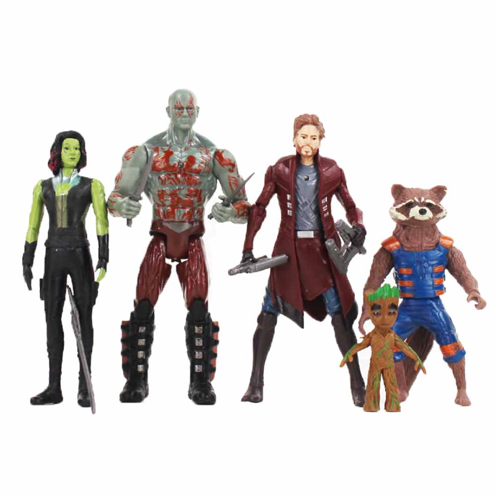 5pcs/set Guardian of the Galaxy Groot Star-Lord Rocket Raccoon Gamora Figurine Set Mainan