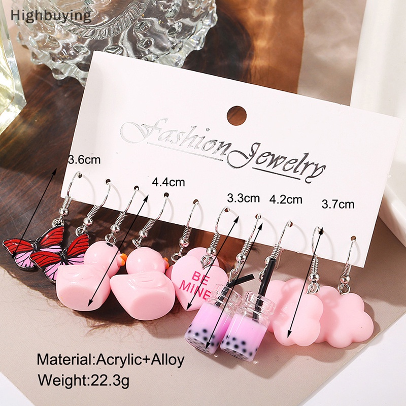 Hbid Kartun Kupu-Kupu Bebek Anting Set Untuk Wanita Gadis Geometris Lucu Hati Jamur Drop Earrings Tren Perhiasan Anak Hadiah Glory