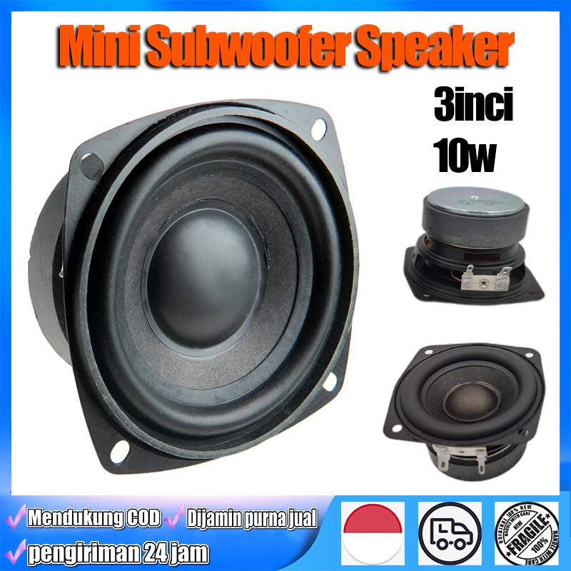 4 Ohm 10W Mini Subwoofer Speaker 3 Inch High Power HIFI Low Bass 3 in Magnet Tebal Karet Besar Audio Portable Subwoofer Woofer Speakers Horn Speaker DIY