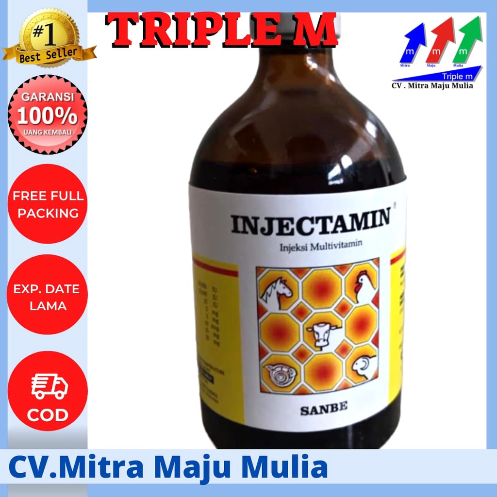 Injectamin 100 ml TRIPLE M - Vitamin Ternak PT Sanbe Farma