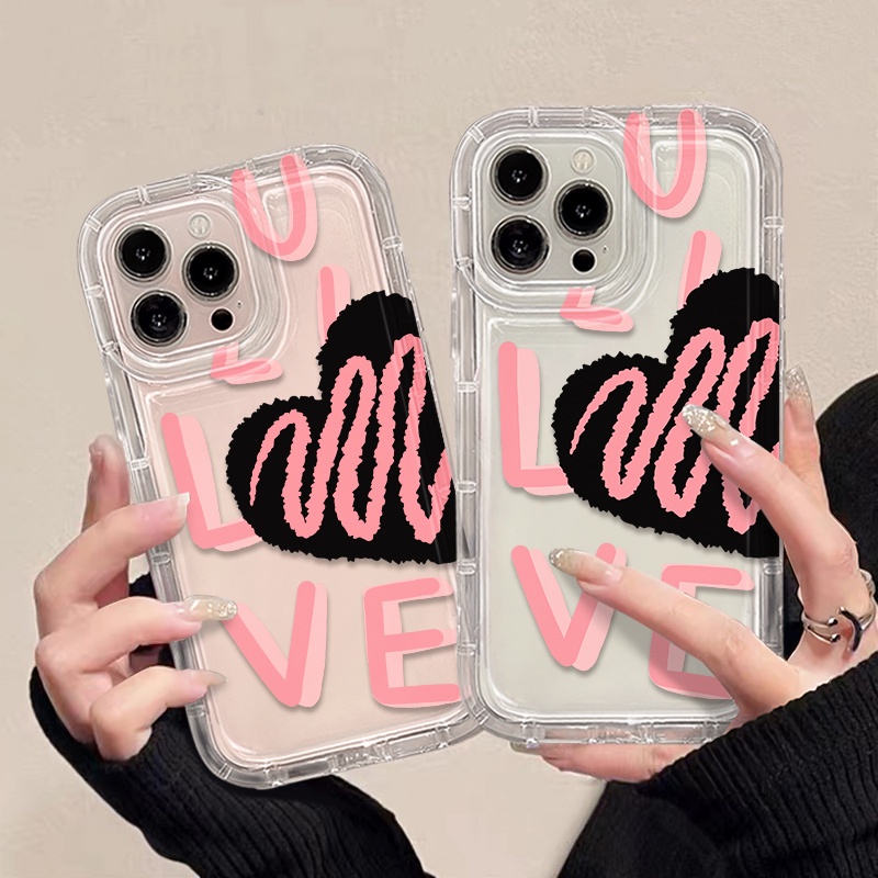 IPHONE Cinta Soft Case Kompatibel Untuk Iphone14 13 11 12 Pro XS Max X Xr7 +8 Plus Casing Ponsel Transparan TPU Silikon Shockproof Cover