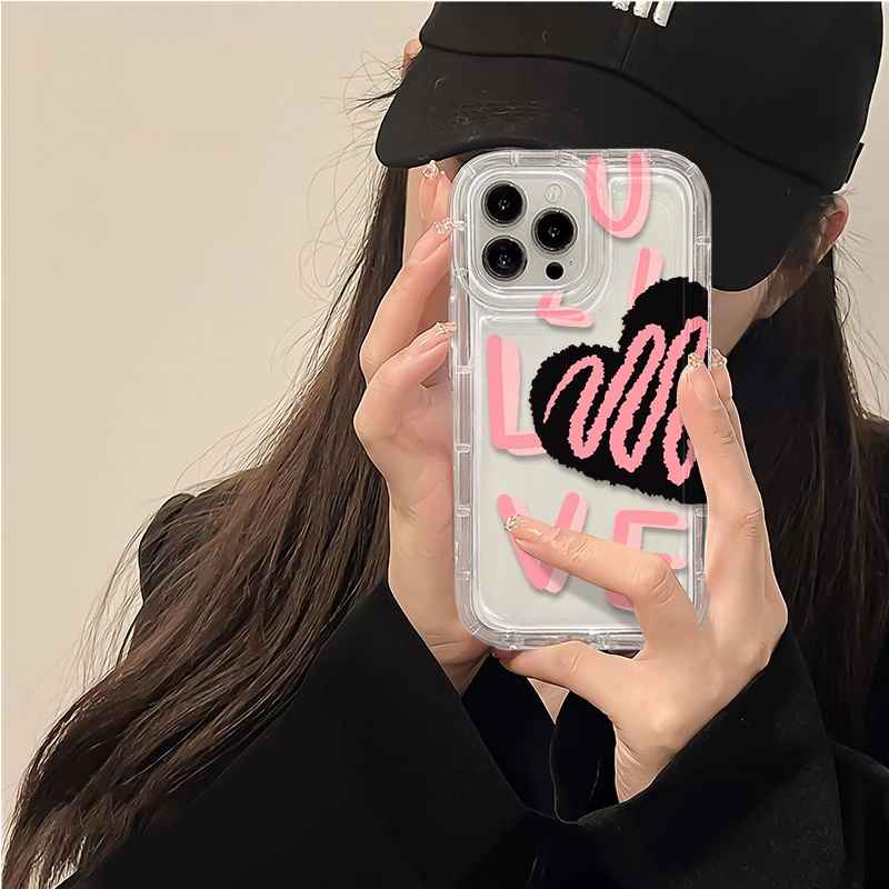 IPHONE Cinta Soft Case Kompatibel Untuk Iphone14 13 11 12 Pro XS Max X Xr7 +8 Plus Casing Ponsel Transparan TPU Silikon Shockproof Cover