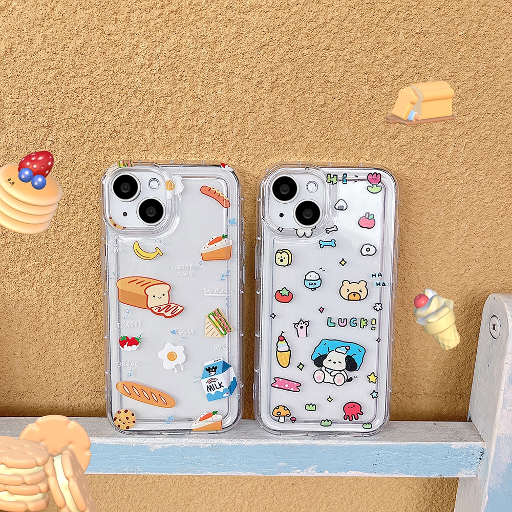 American Breakfast Food IPhone Case Kompatibel Untuk Iphone11 14 Pro Max 13 Pro Max12 IPhone X XS XR 7 8 Plus Ultra Hybrid Lembut TPU Back Phone Cover