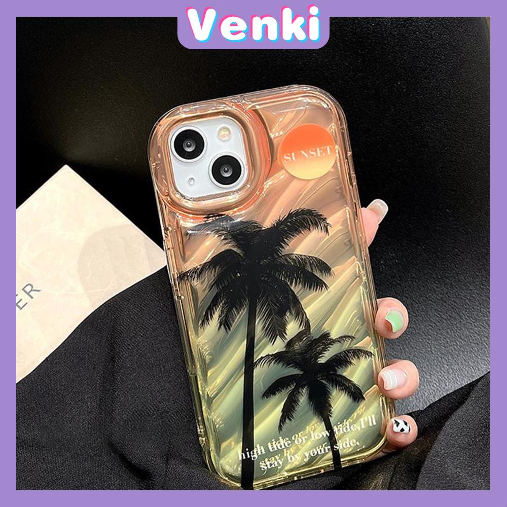 VENKI - For iPhone 11 iPhone Case Laser Reflective Transparent Phone Case TPU Soft Shockproof Airbag Shell Protective Summer Palm Compatible with iPhone 14 13 Pro max 12 Pro Max