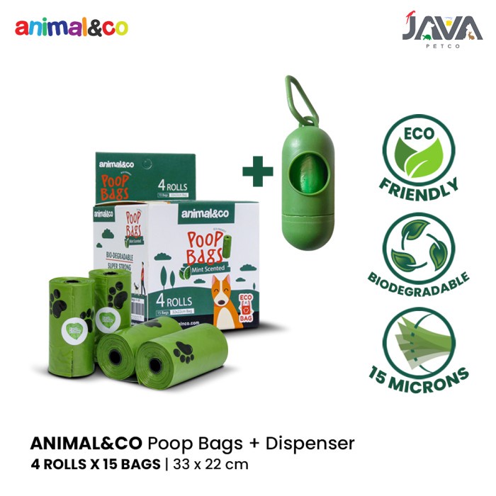 Animalnco Premium Poop bags Plastik Kotoran Hewan Biodegradable 4 Roll