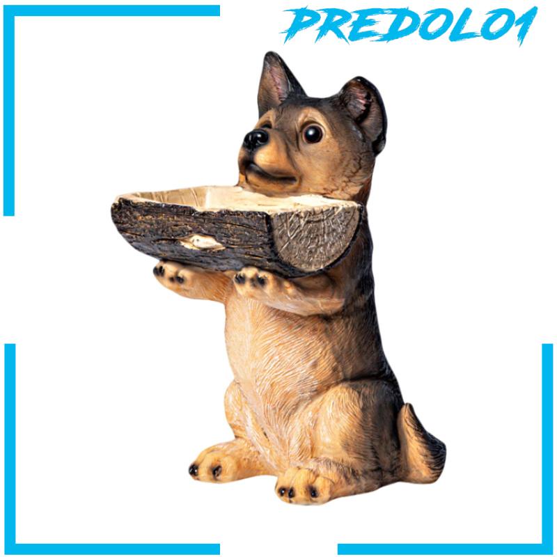 [Predolo1] Patung Anjing Dengan Nampan Puppy Figurine Storage Untuk Kamar Tidur Rak Buku Restoran