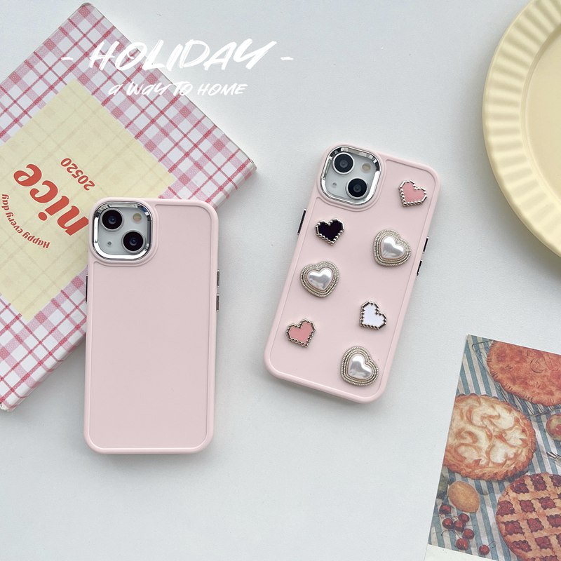 INS Luxury Pink Love Button Soft Silicon Case HP iP iPhone 12 13 14 Pro Max 11 Girl Woman FTD Casing Apple