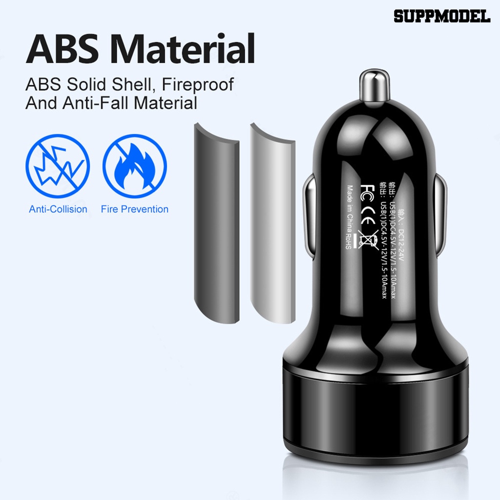 [SM Otomatis] Charger Mobil USB Dual Port 10a Pengisian Cepat Dengan Display LED Ambient Light Banyak Kompatibel Car Charger