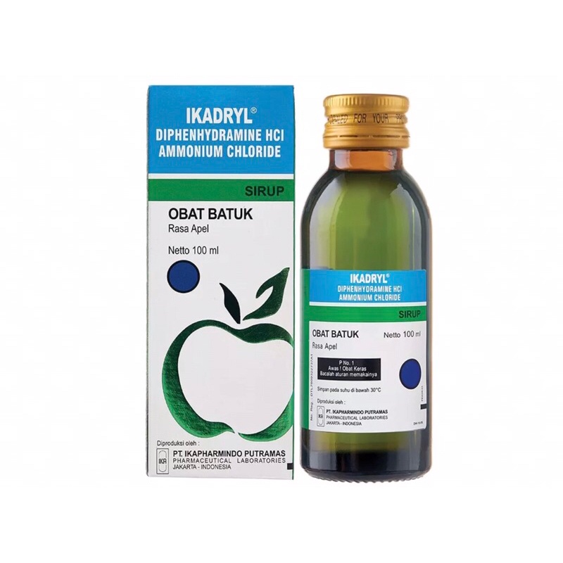 Ikadryl Obat Batuk Rasa Apel 100ml & 60ml / Ikadryl Sirup - MURAH