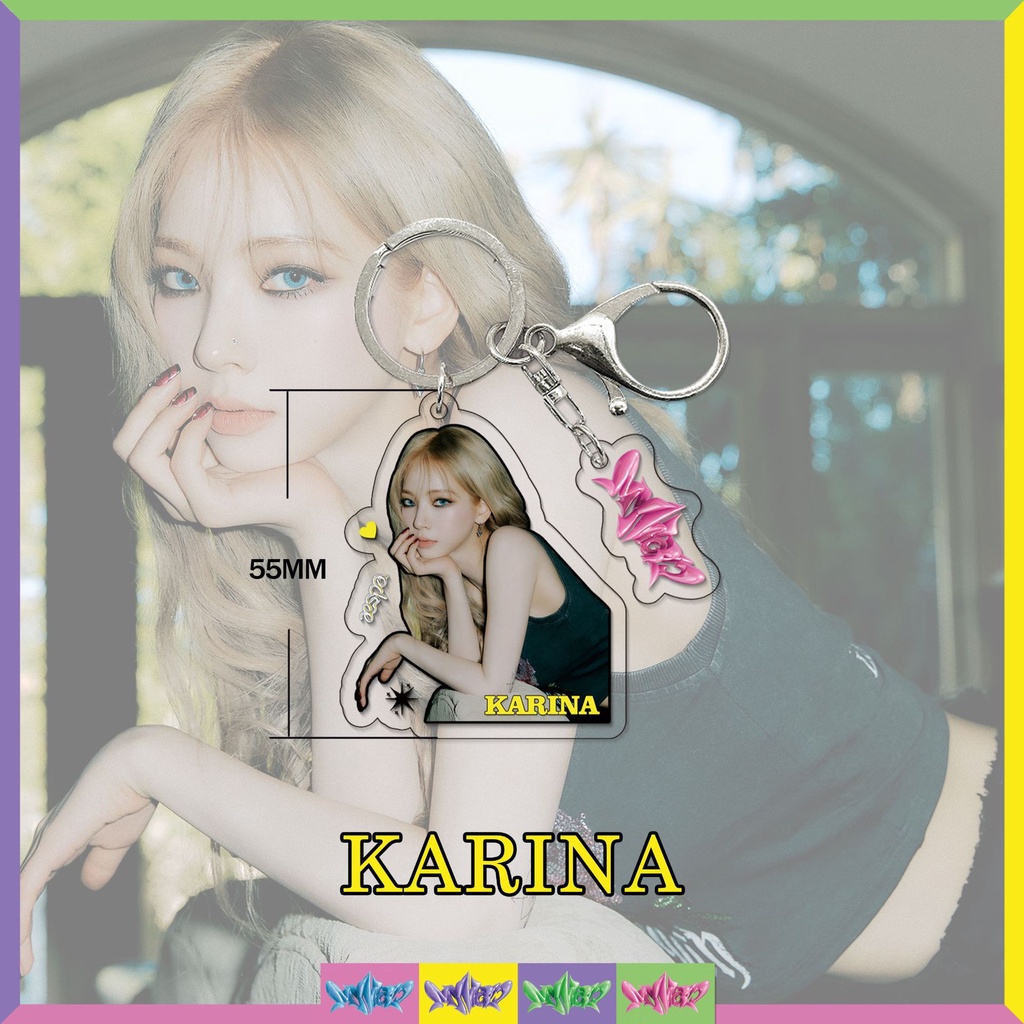 1pc AESPA MY WORLD Album Gantungan Kunci Akrilik NINGNING WINTER KARINA GISELLE Key Ring Gantung Atas