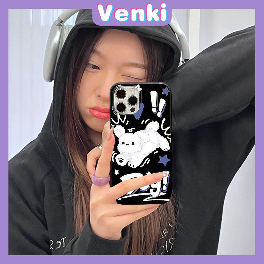 VENKI - Untuk iPhone 11 iPhone Case Hitam Glossy TPU Soft Case Shockproof Protection Camera Pump Cute Cat Dog Kompatibel dengan iPhone 14 13 Pro max 12 Pro Max xr xs max 7 8