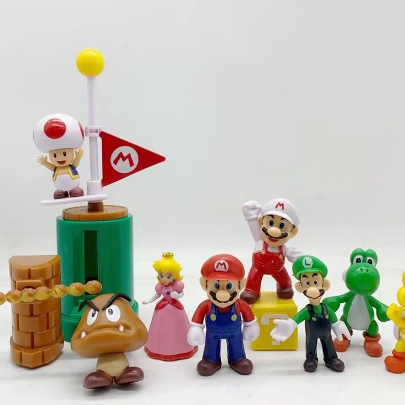 5/12pcs/set Super Mario Mainan Mario Luigi Odyssey Angka Mario Bros Action Figure Mario PVC Toy Figure Super Mario Figure Model Mainan