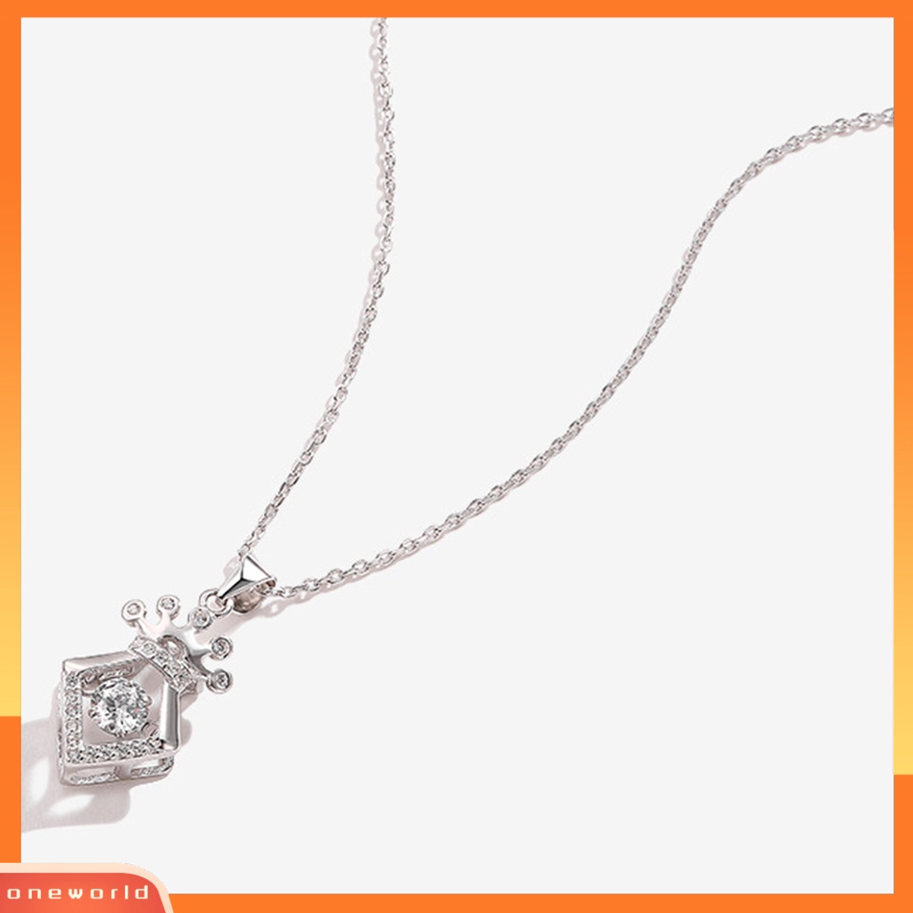 [ONE] Silverhoo Wanita Kalung Hollow Mahkota Leher Dekorasi Berlian Imitasi Klavikula Necklace Untuk Hadiah
