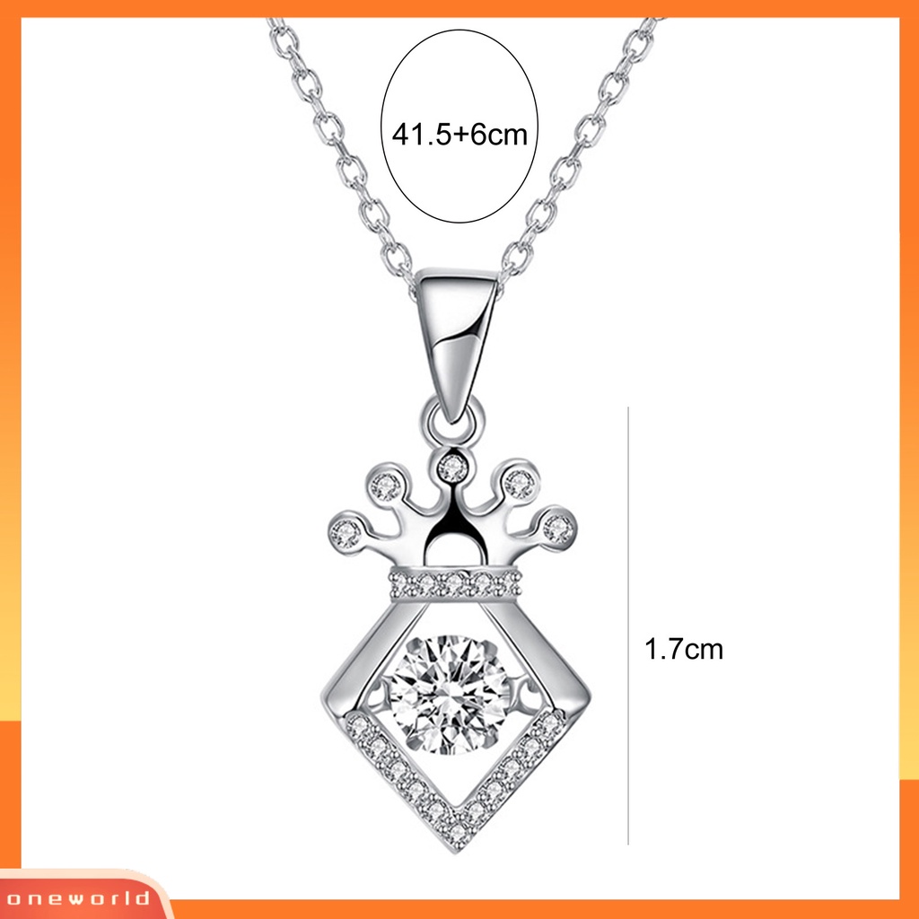 [ONE] Silverhoo Wanita Kalung Hollow Mahkota Leher Dekorasi Berlian Imitasi Klavikula Necklace Untuk Hadiah