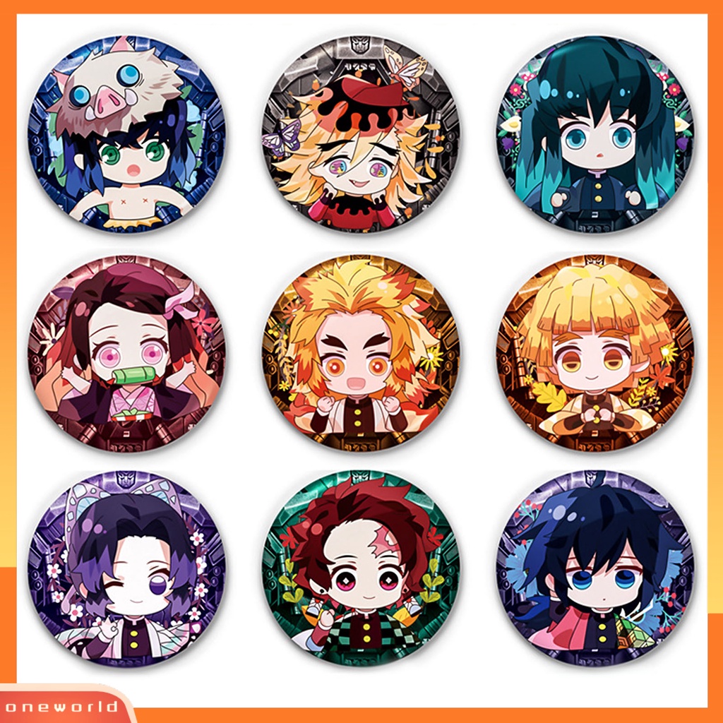 [ONE] Bulat Demon Slayer Tanjiro Figure Desain Kain Lencana Bros Pin Perhiasan Decor