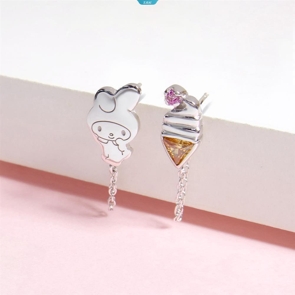 Kawaii Baru Lucu Sanrio Mymelody Anting Ear Studs Plating Silver Hiasan Ins Hadiah Natal Untuk Gadis [ZK]