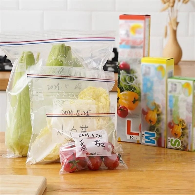 (Pimenova) Plastik Double Ziplock Reusable Fresh Bag Kantong Kulkas Penyimpan Makanan Sayuran