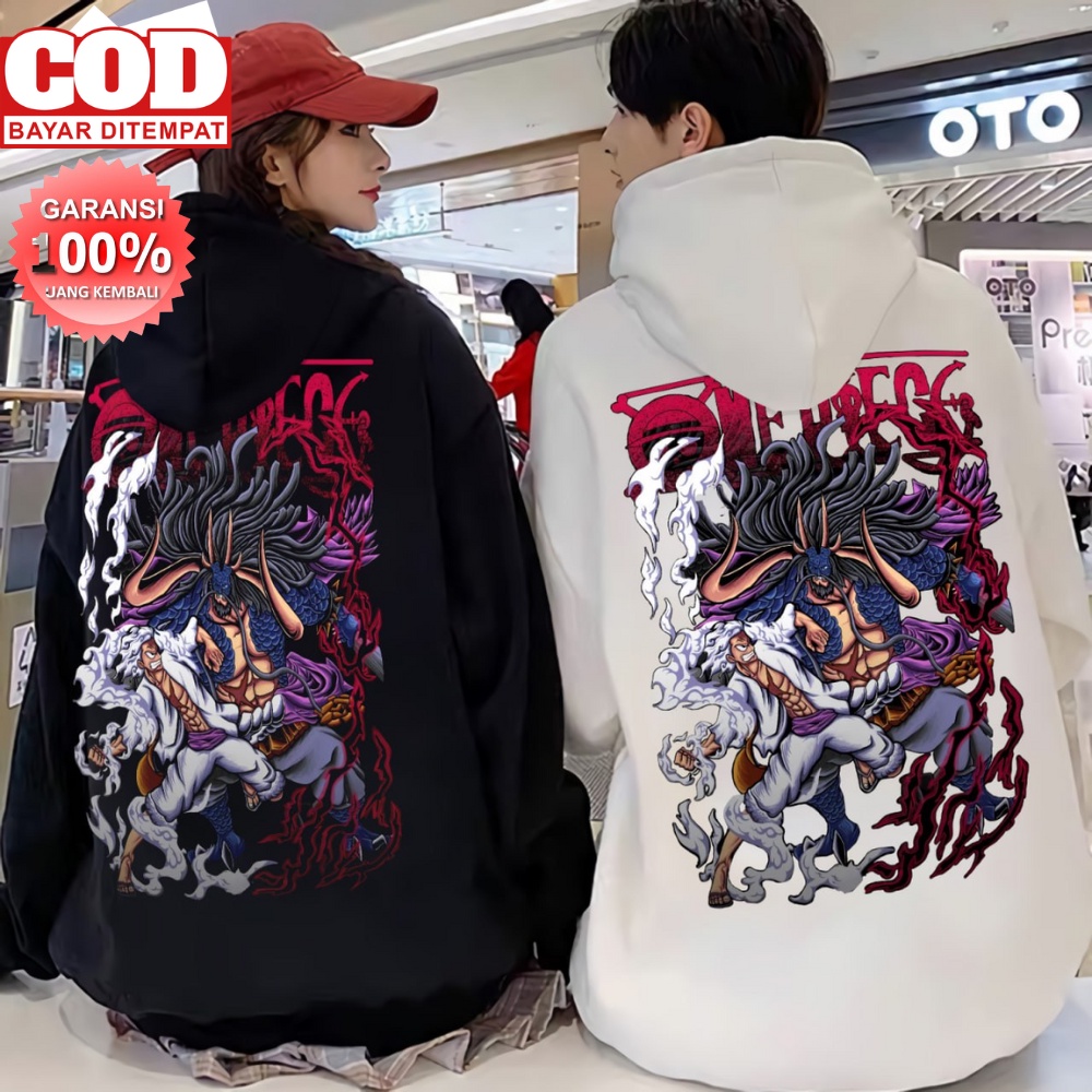 PROMO COD HOODIE LUFFY GEAR 5 VS KAIDO HOODIE COUPLE PASANGAN KEKINIAN COWOK CEWEK REMAJA KEREN One Piece Attack On Onigashima Luffy Gear 5 Sun God Nika Vs Kaido Bisa Couple Pria Wanita Wear Sweatshirt Loose Oversize Trendy Jacket Hoodie Korean Style