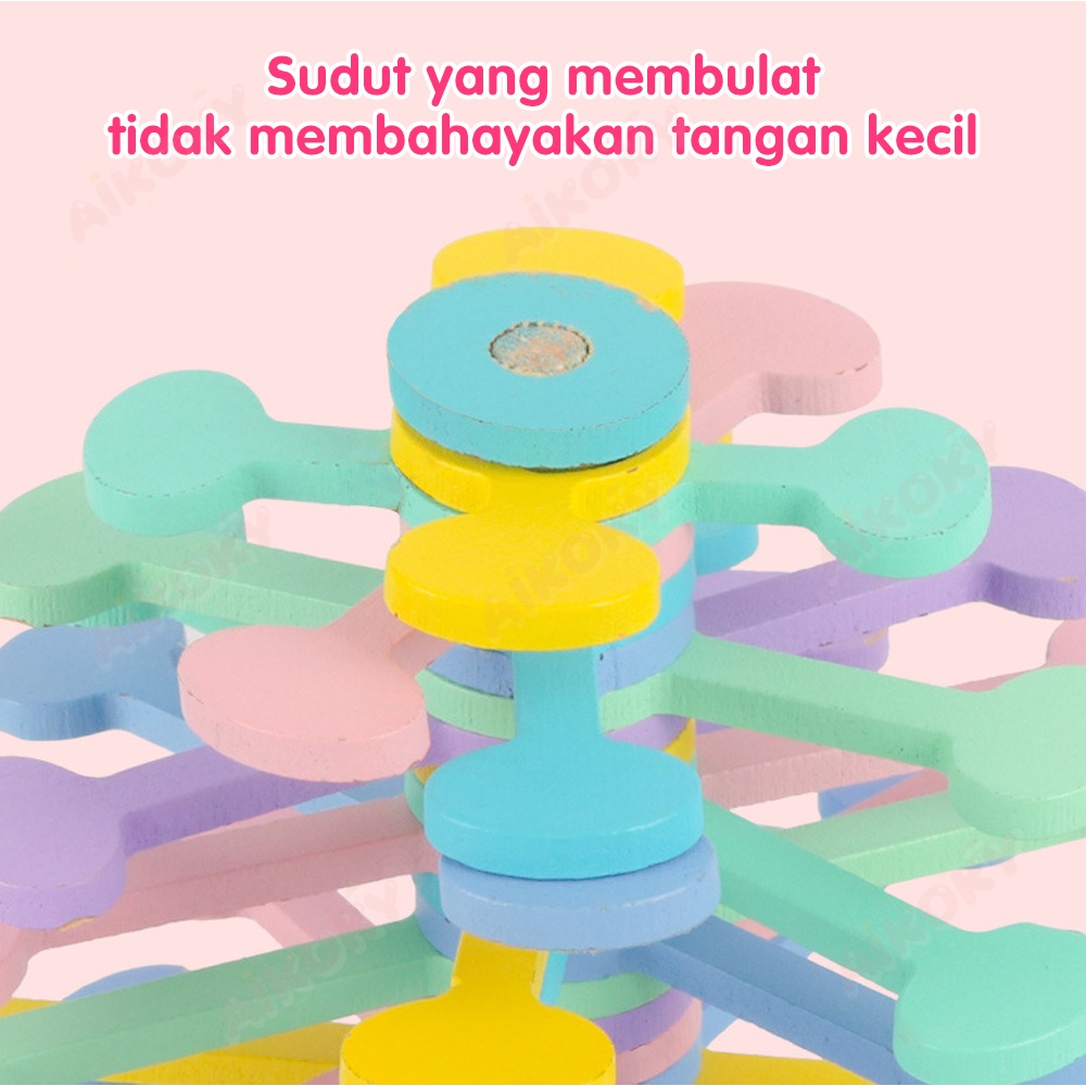 Aikoky Mainan Puzzle Anak Wooden Bamboo Dragonfly