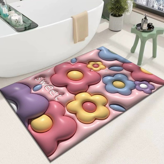 Keset 3D Motif Timbul / Keset Kaki 3D Karakter Anti Slip Mudah Menyerap Air Keset Kamar Mandi
