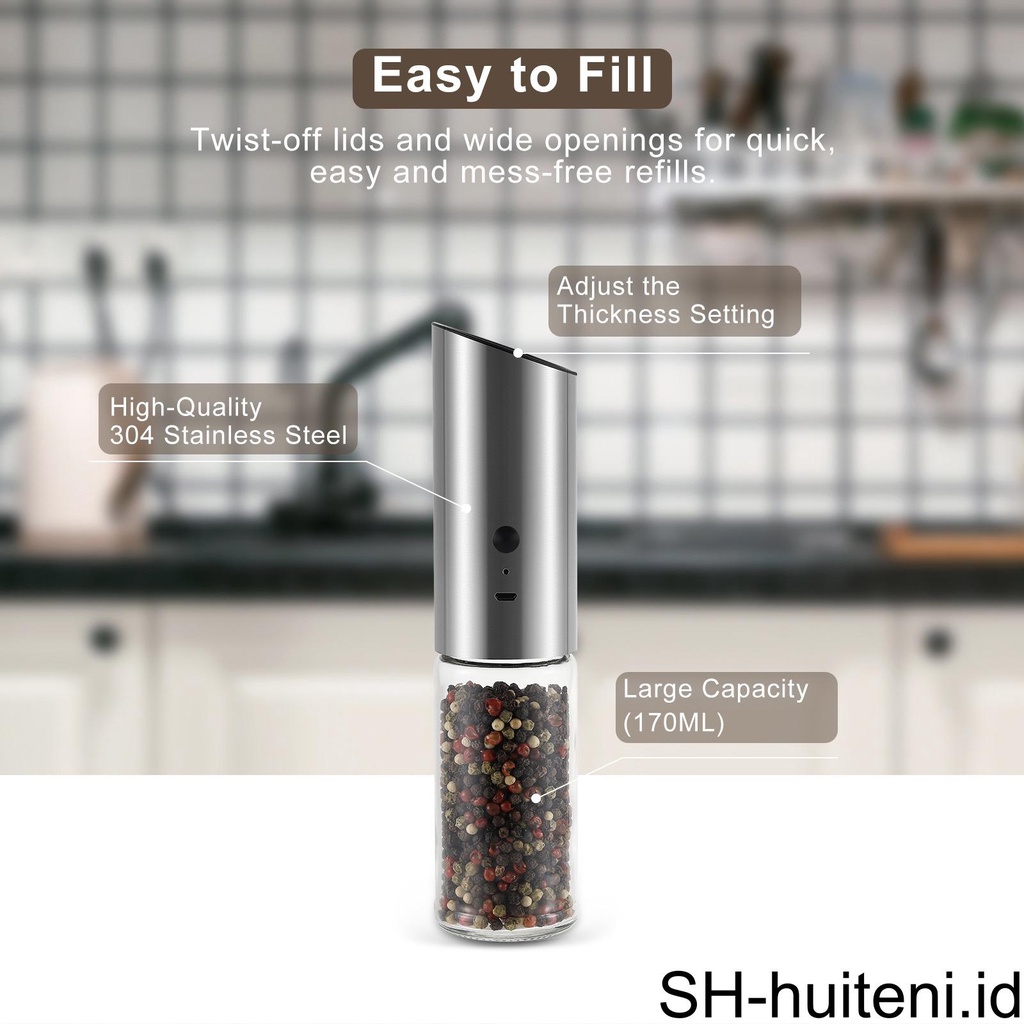 Stainless Steel Salt Pepper Grinder Pepper Pengocok Dapur Alat Isi Ulang