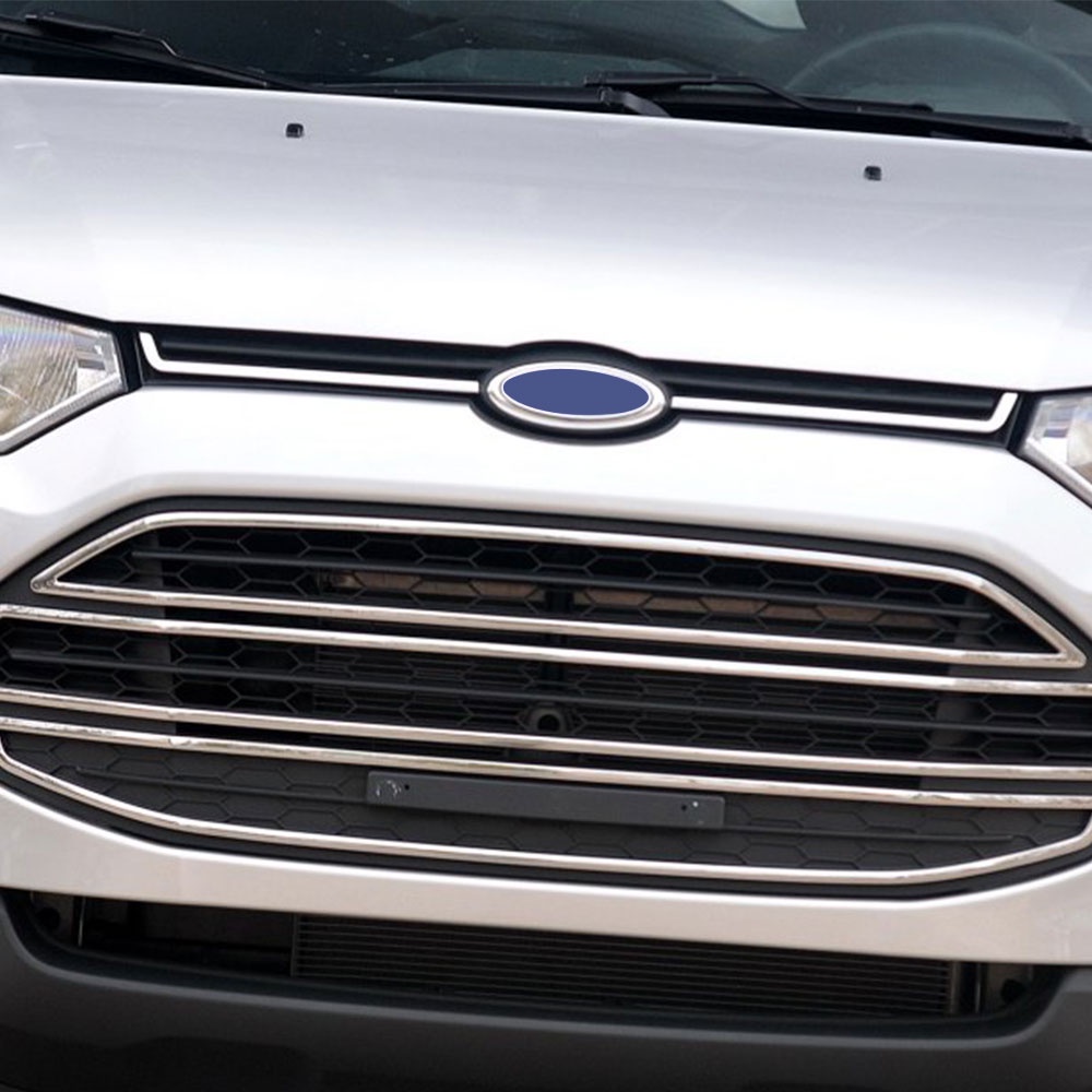 2pcs Chrome Penutup Grille Depan Mobil Logo Depan Pelindung Sisi Lis Stiker Untuk Ford Ecosport 2013-2017aksesoris