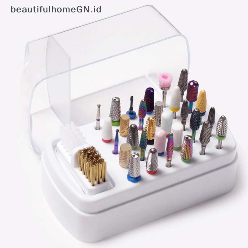 {Cantik} Tempat Mata Bor Paku 30lubang Untuk Penyimpanan Mata Bor Paku Akrilik Nail Tools a~