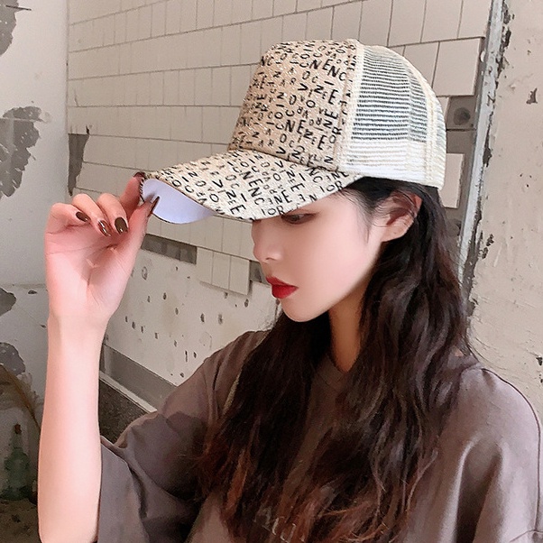 Topi Baseball Pria Wanita Motif Huruf Acak Aesthetic Fashion Trucker Hat Keren Gaya Casual Korea BSBP